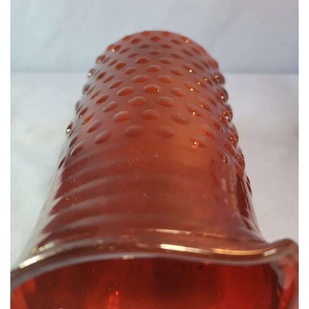 Hobnail Carafe ANCHOR HOCKING Cranberry Pitcher Ruby Red  8''T 60 oz